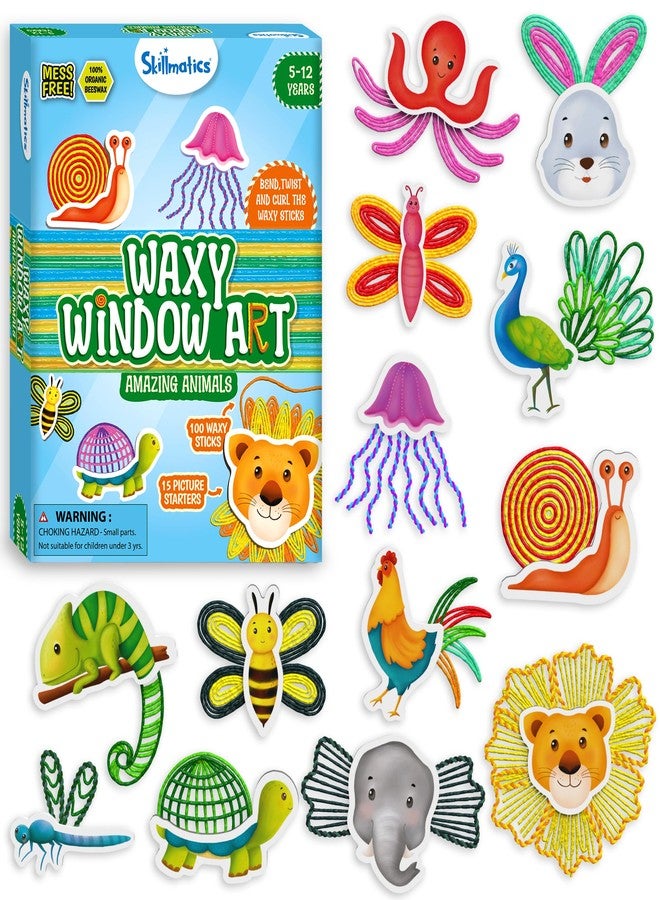 Skillmatics Waxy Window Art - 100 Bendable Waxy Sticks for Mess-Free DIY Fun, Reusable 100% Organic Beeswax Craft Kit, Travel Friendly, Creative Gifts for Girls & Boys Ages 5, 6, 7, 8, 9, 10, 11, 12 - Image 1